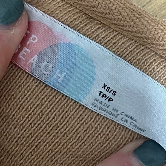 Free People Beach Fuzzy Oversized Open Front & Back Longline Sweater Tan XS/S - Picture 2 of 4